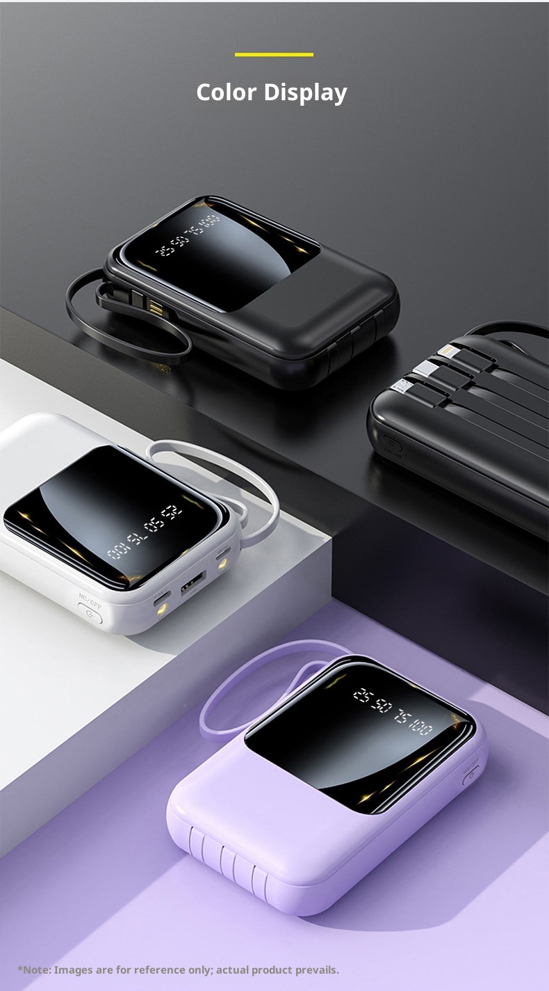 techglobe 20000mAh Gift Wholesale With Built-in Cable Digital Display Portable Large Capacity Power Bank_voghion.com