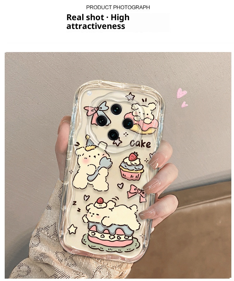 TechGlobe TechGlobe Custodia a forma di coniglietto danzante, piccola, trasparente e morbida, per telefono OPPO, stile carino femminile, Find X8 Pro_voghion.com