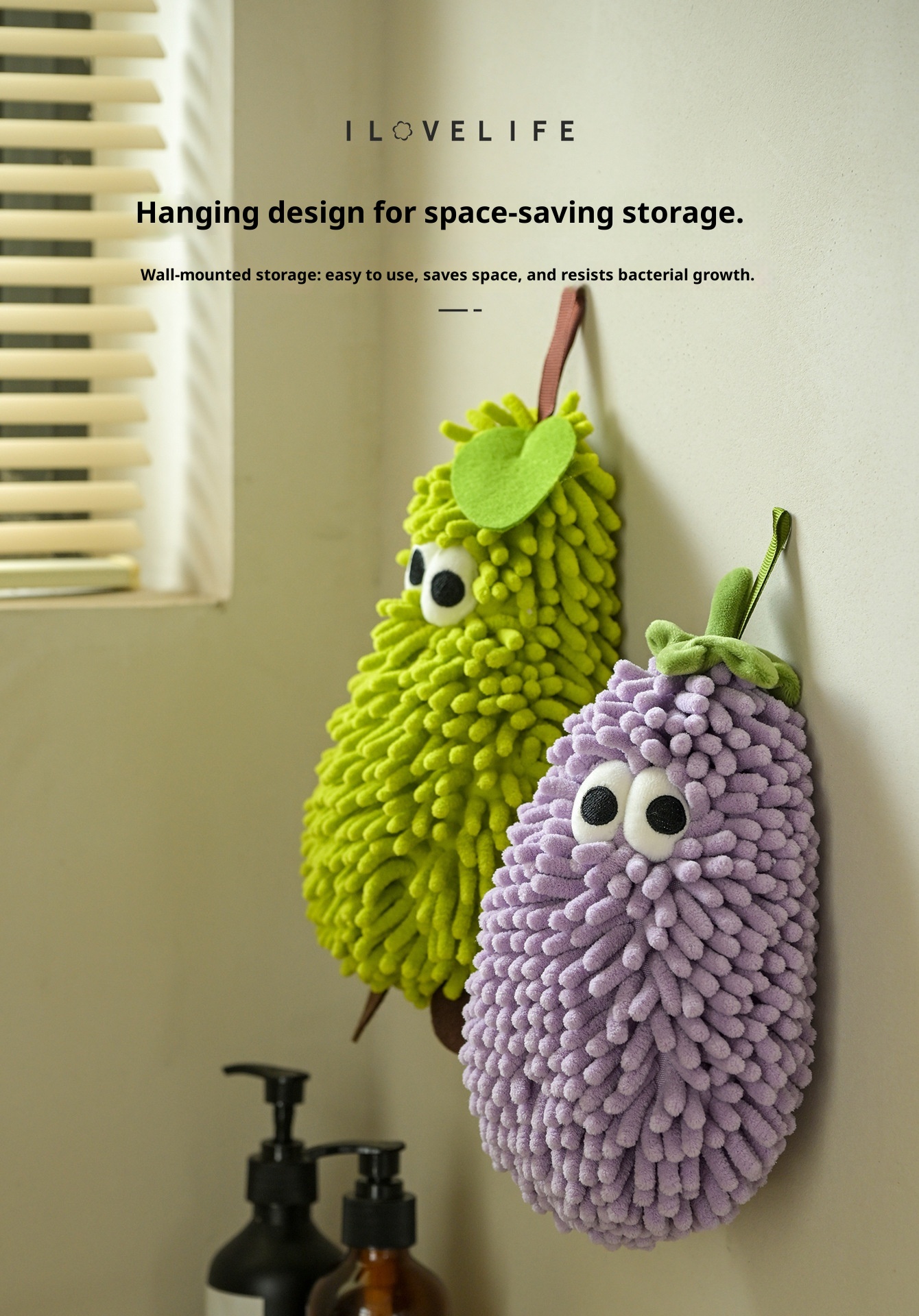 Lillian Chenille Hand Hanging Gift Kitchen Absorbent Cute Big Eyes Cartoon Design Non-Slip Towel_voghion.com