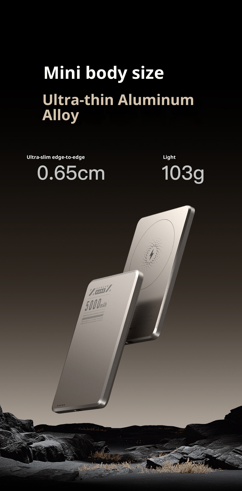 techglobe Metal Ultra-Thin Magnetic Power Bank 5000mAh PD20W Wireless Fast Charging Compact Portable Charger_voghion.com