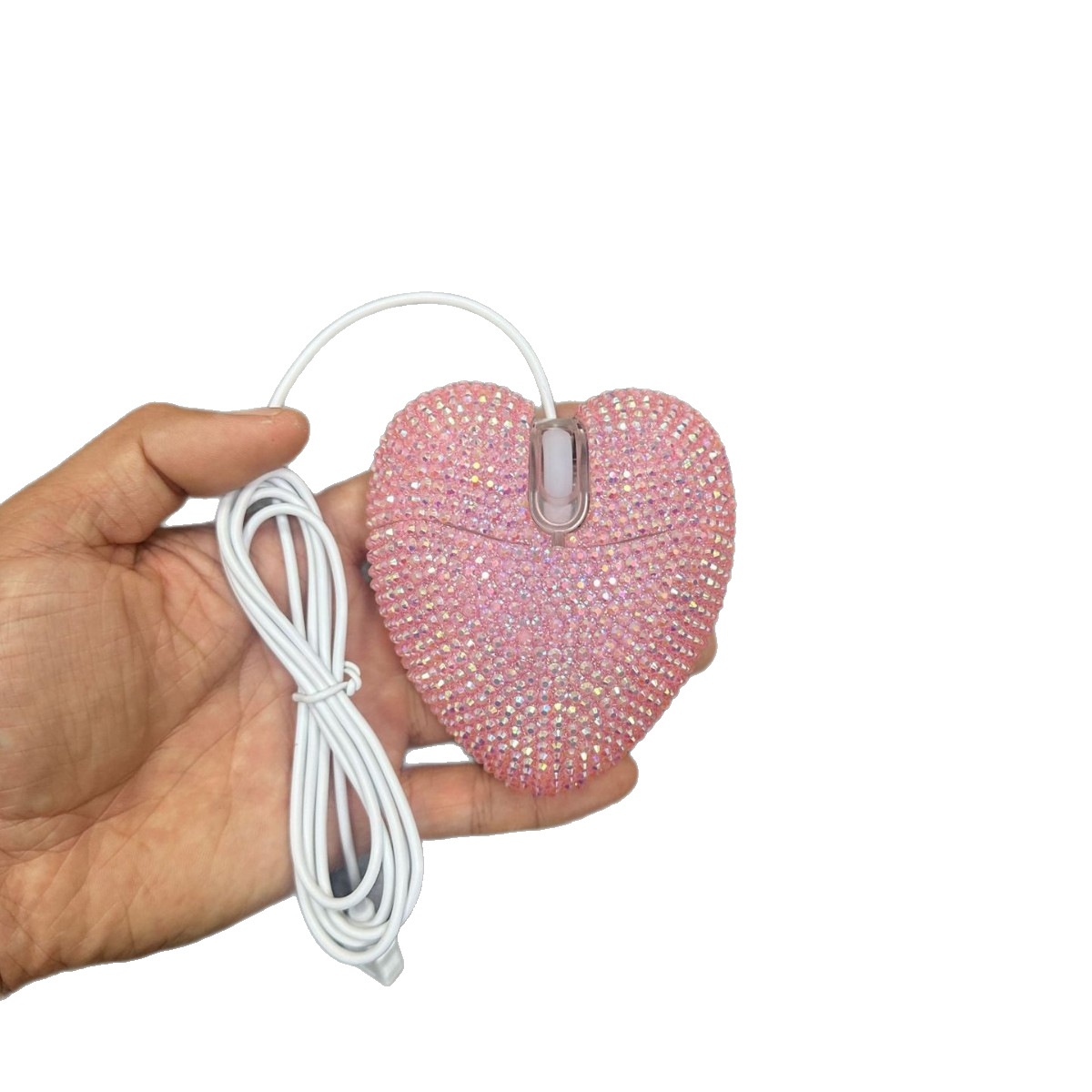 Techglobe Heart-shaped Wireless Bluetooth Charging Mouse, Wired Diamond-encrusted Mouse_voghion.com