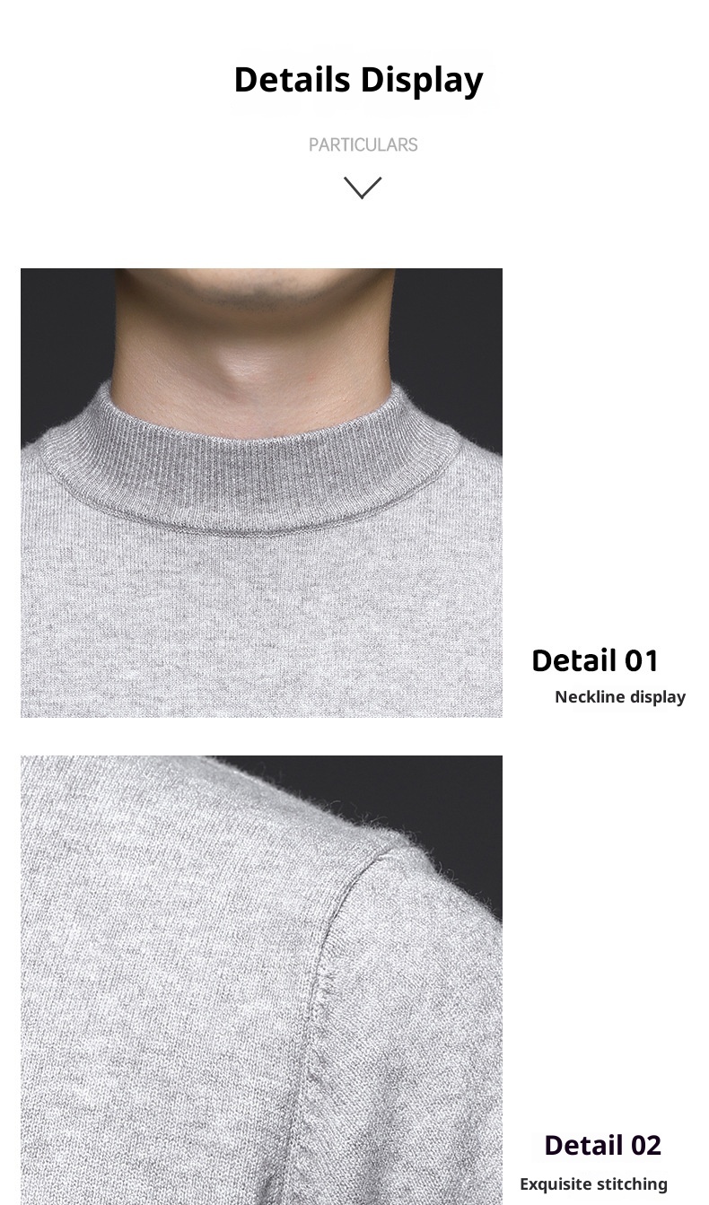 boy Boy Boy Boy Wholesale High Volume Men's Wool Blend Quality Half Turtleneck Multi-color Korean Version Youth Casual Base Sweater Men_voghion.com