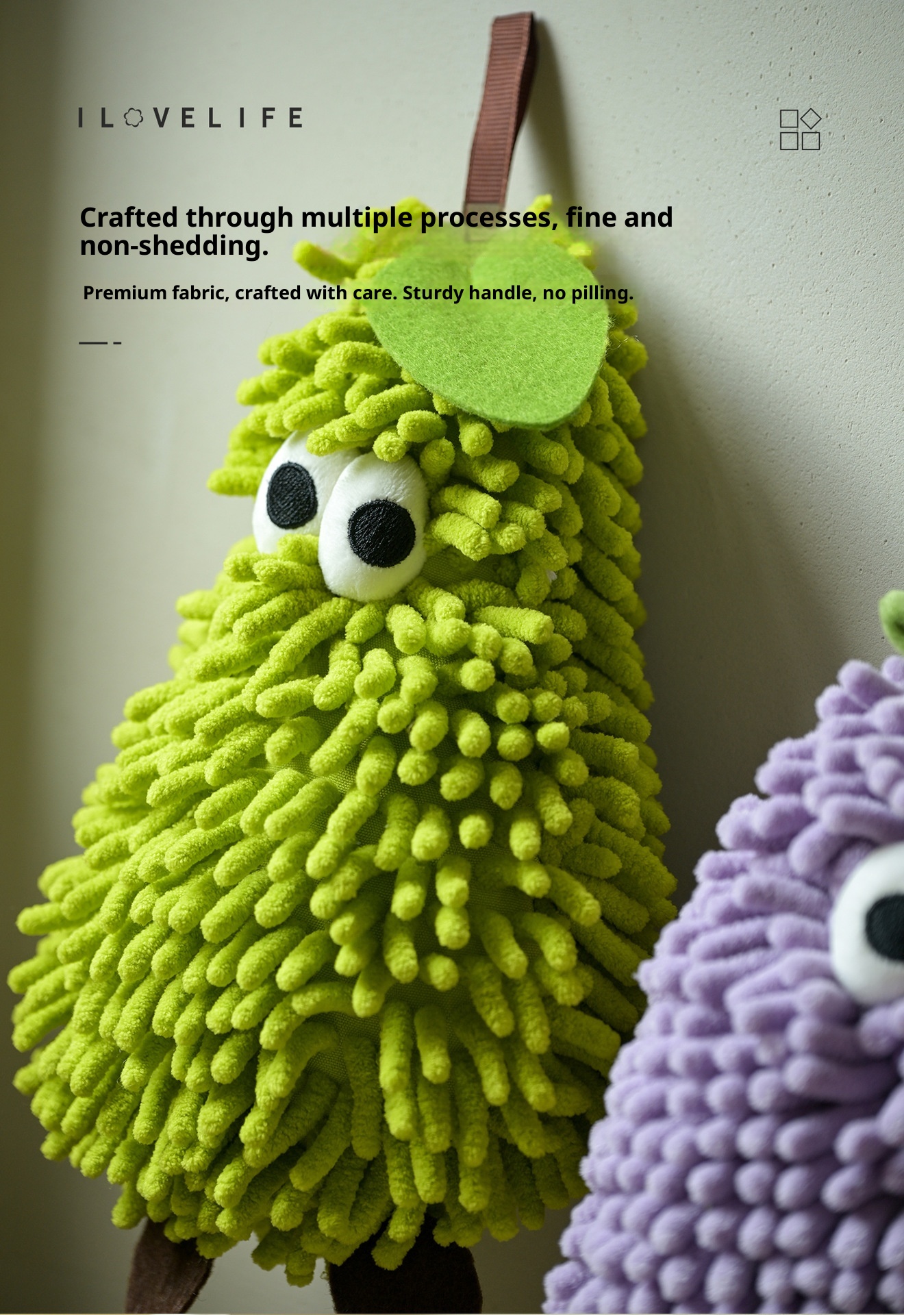 Lillian Chenille Hand Hanging Gift Kitchen Absorbent Cute Big Eyes Cartoon Design Non-Slip Towel_voghion.com