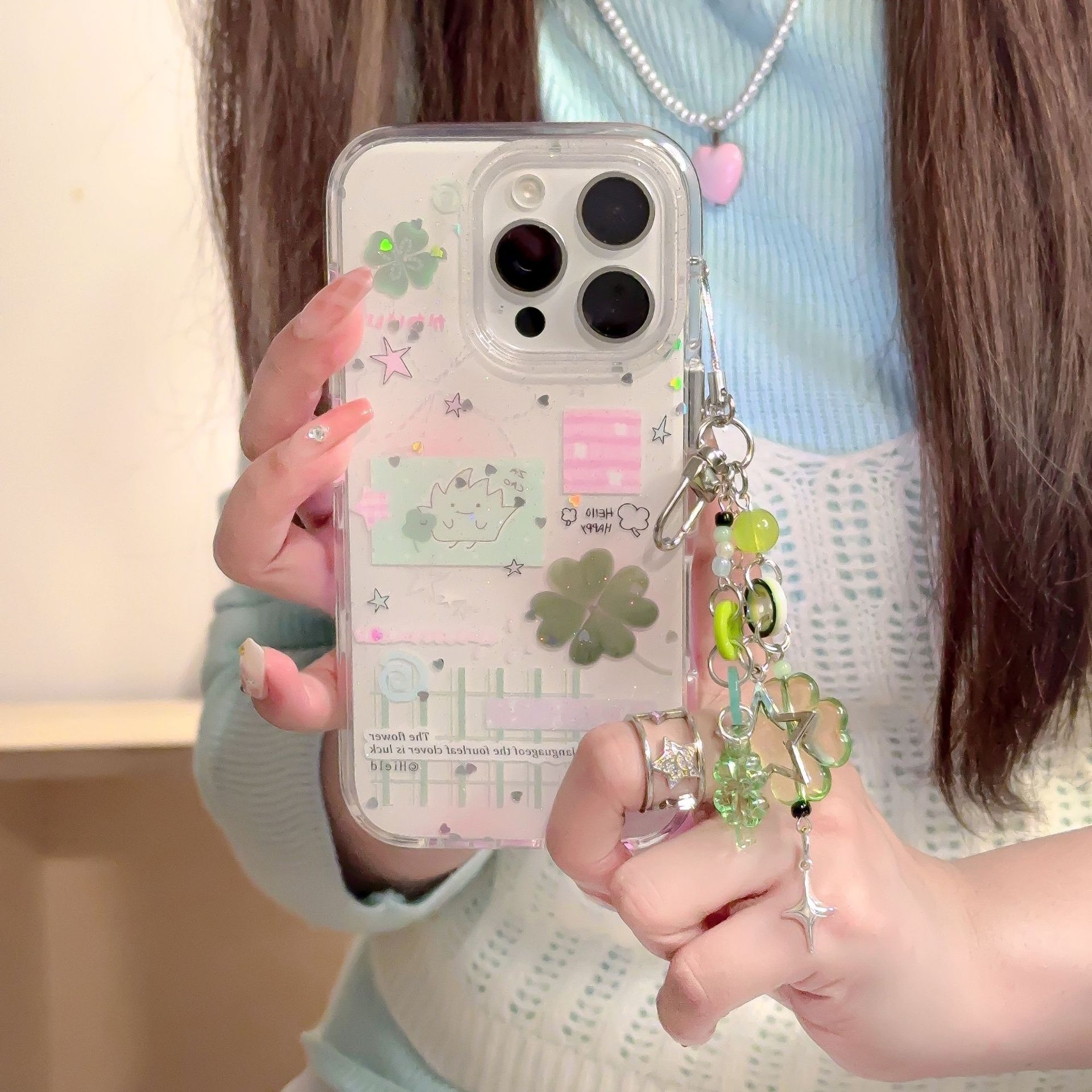 TechGlobe TechGlobe Ins Semplice Piccolo Cuore Quadrifoglio Compatibile con iPhone per Ragazze Custodia per Telefono 15 Pro Max 14/17 Personalizzata 16_voghion.com