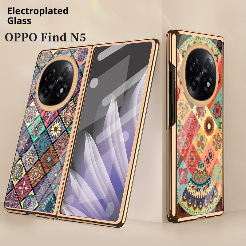Custodia protettiva in vetro elettrolitico compatibile con Oppo N5 di TechGlobe, pieghevole, con motivo alla moda Find N3._voghion.com