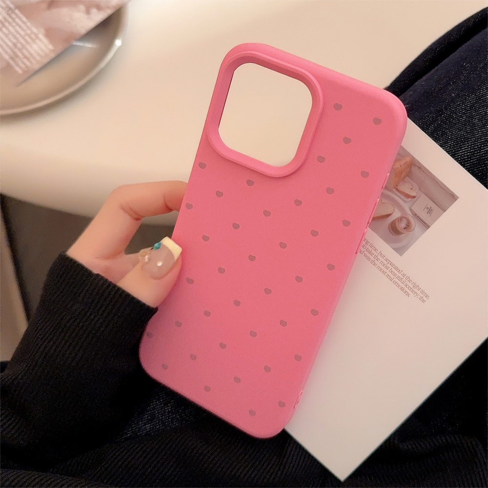 TechGlobe Soft And Adorable Heart Suitable For 17 Pro Max Korean Style Ins Wind IPhone 16 Phone Case 14 Silicone 15 Premium_voghion.com