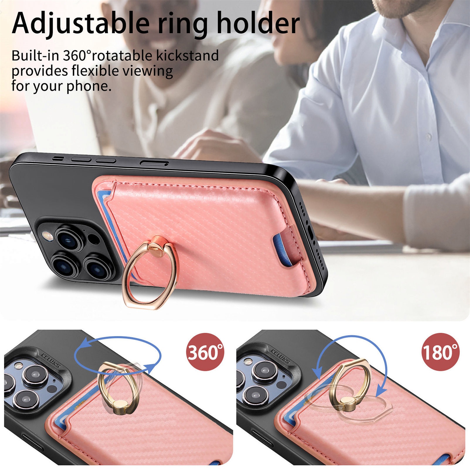 TechGlobe compatibile con 16 porta carte magnetiche in pelle con texture in fibra di carbonio, clip per portafoglio da 14p, 15_voghion.com