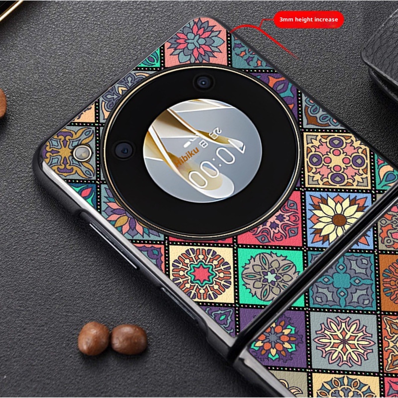 TechGlobe Schutzhülle für Nubia Flip2, stoßfest, mit Lederstruktur und Zahnradmuster_voghion.com