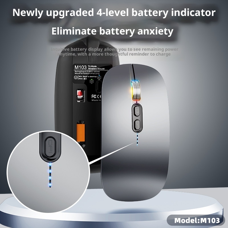 Digitex Digitex 2.4G Bluetooth Silent Portable Battery Display Desktop Laptop Universal Three-Mode Wireless Mouse_voghion.com