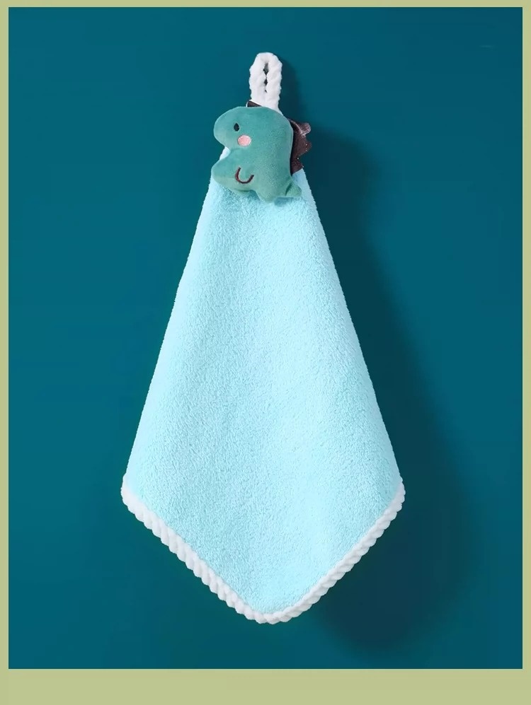 Lillian Hanging Cute Cartoon Home Bathroom Hand Small Square Towel Non-Shedding Soft And Dirty-Resistant_voghion.com