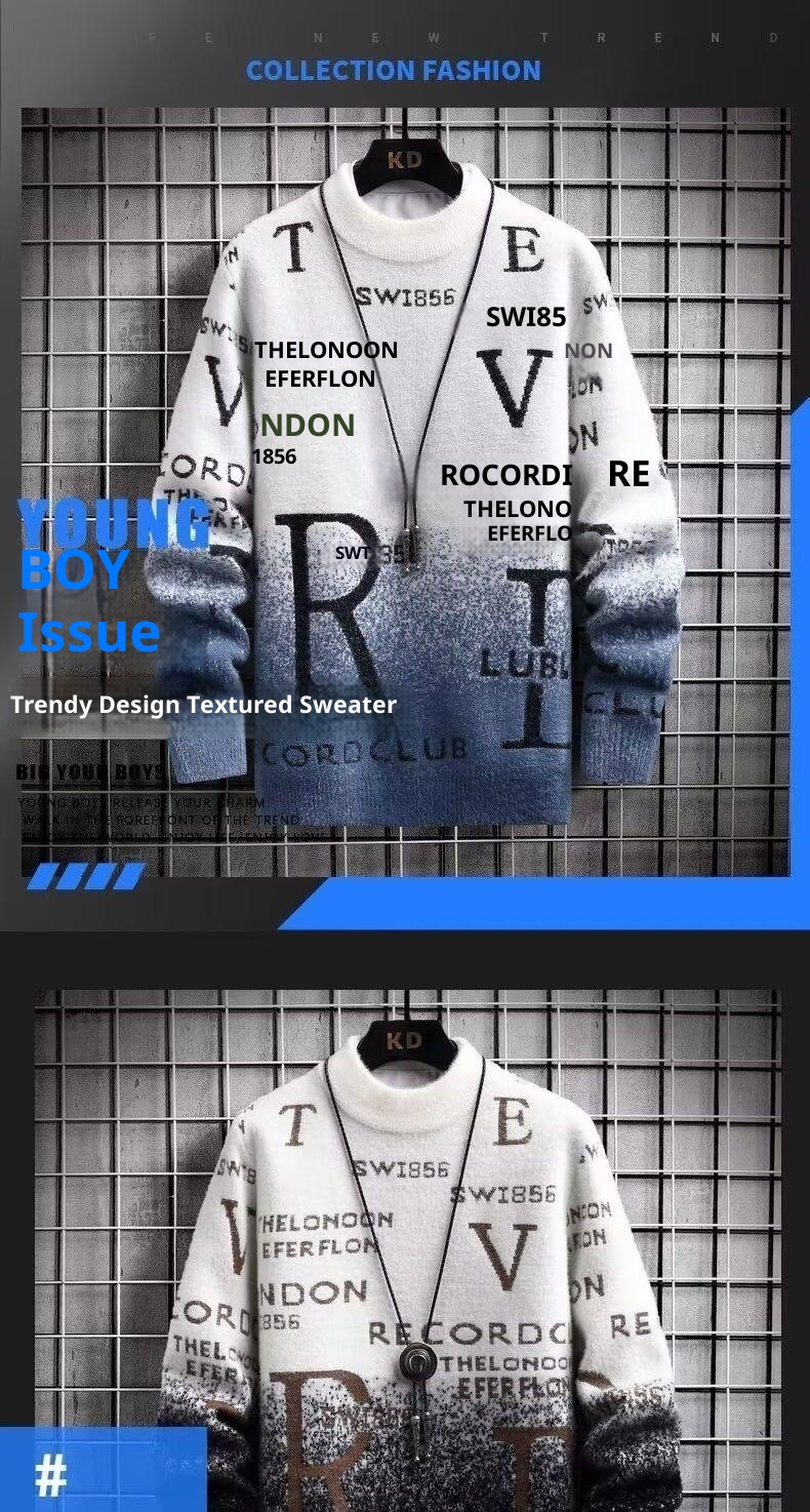 Maglione caldo invernale da uomo, con base foderata in pile, alla moda, con sfumatura di colore, per ragazzi e ragazze_voghion.com