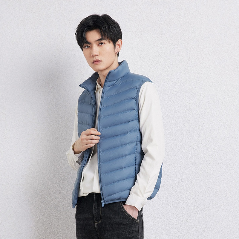 ragazzo 2025 autunno inverno nuova versione coreana leggero gilet con colletto rialzato giacca da uomo taglia forte 90 piumino d'anatra bianco Pinghu_voghion.com