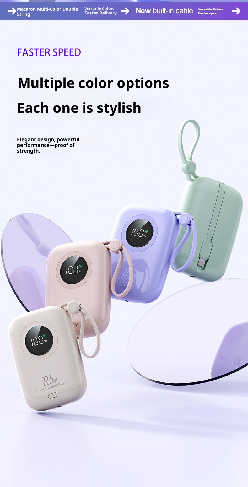 techglobe 2025 New Mini 20000mAh Super Fast Charging With Built-in Cable Power Bank Gift_voghion.com