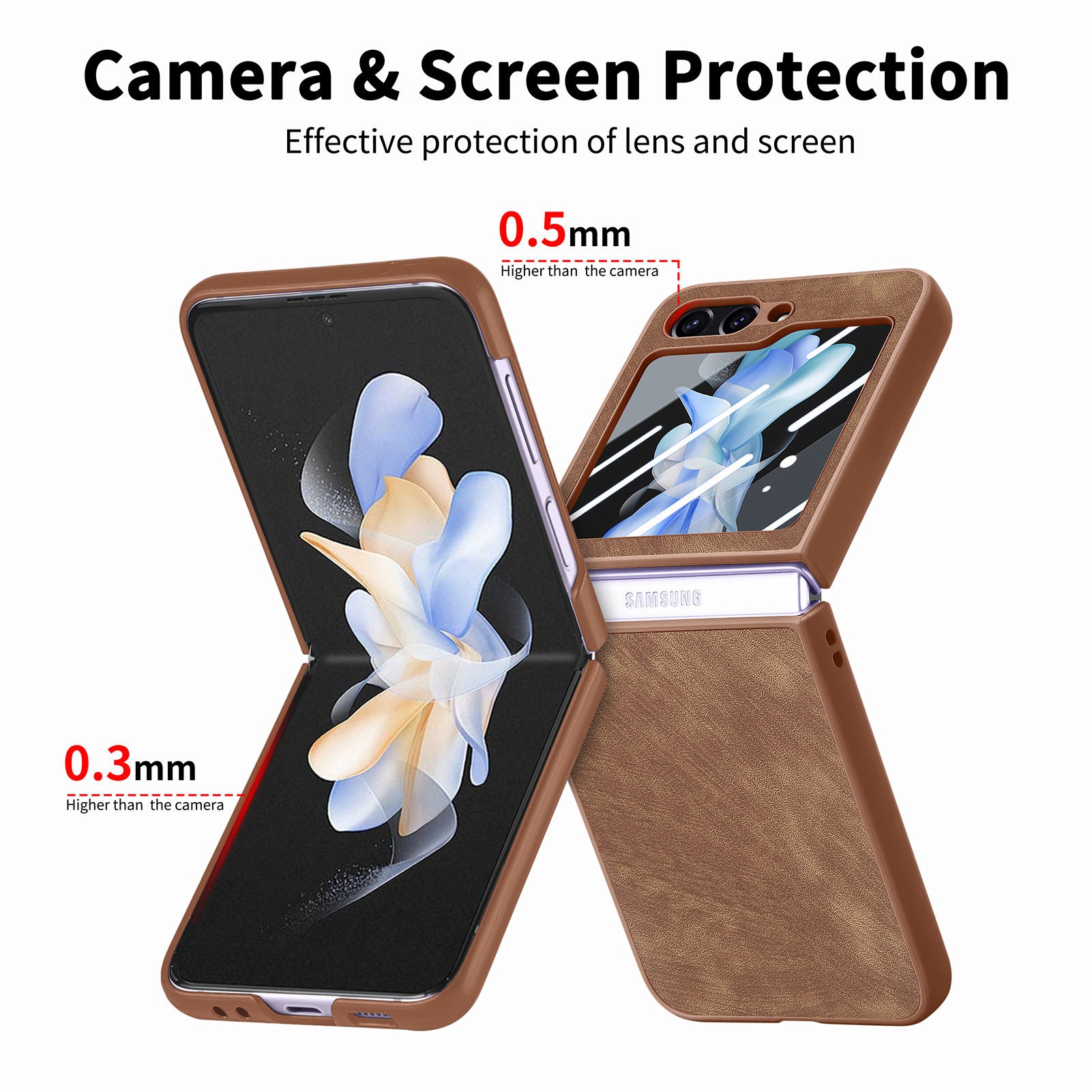 TechGlobe Compatibel met Samsung Z 5 Skin Feel Solid Color Oil Spray Flip 5/4 Protector Geïntegreerd Boven- en Onderscherm_voghion.com