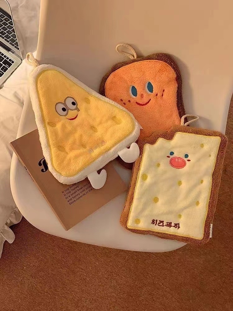Lillian Baking Series Coral Fleece Cheese Card Hanging Cartoon Absorbent Thickened Bathroom Kitchen Hand Towel_voghion.com