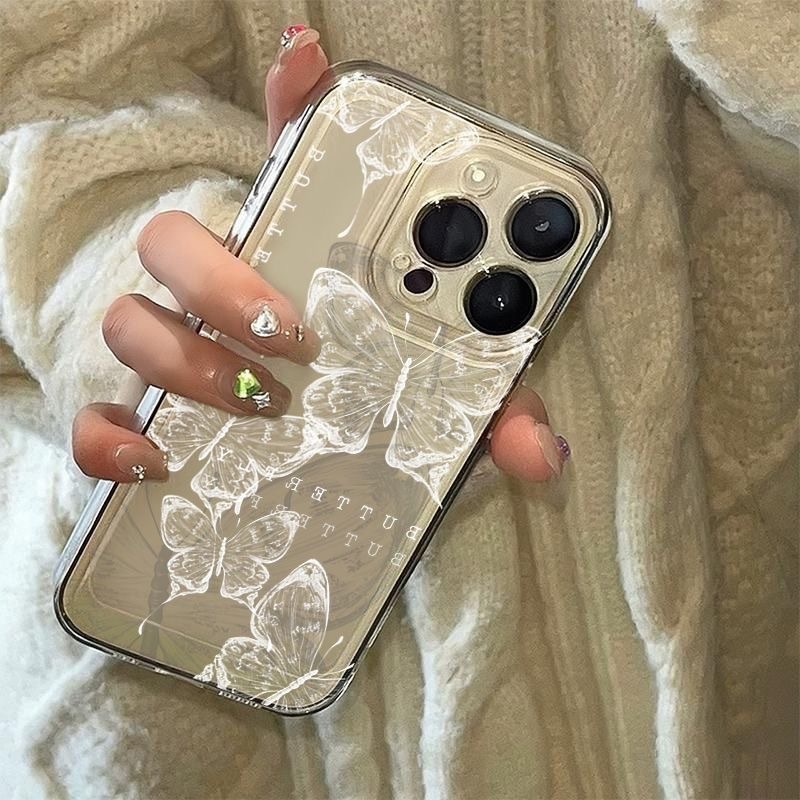 TechGlobe Ink Butterfly Hülle für iPhone 15 Max, 14 Pro, 13, 12, 11, XS, XR (Silikon, vollständige Abdeckung)_voghion.com