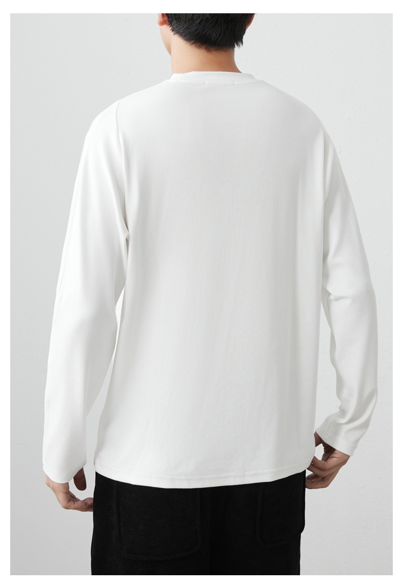 QFV507045555501<2 T-shirt a maniche lunghe da uomo in cotone peruviano pettinato 260 g, primavera estate 2025, nuova maglietta da uomo con strato interno in tinta unita_voghion.com