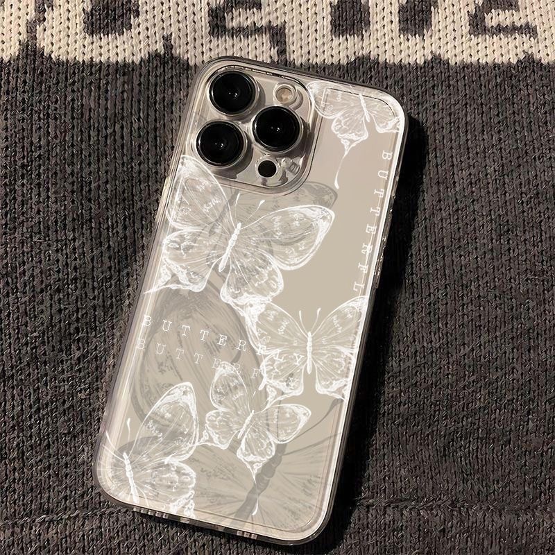 TechGlobe Ink Butterfly Hülle für iPhone 15 Max, 14 Pro, 13, 12, 11, XS, XR (Silikon, vollständige Abdeckung)_voghion.com