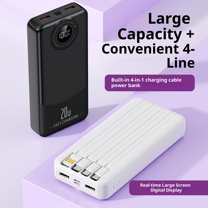 techglobe Super Fast Charging Bank With Four Cables 2000mAh Large Capacity PD 20W Custom Gift Mobile Power Supply_voghion.com