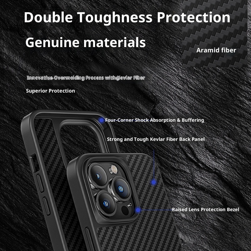 TechGlobe Kevlar Pro Max Compatible 13 Magnetic Phone Carbon Fiber Case One Piece Dropshipping Free Shipping_voghion.com