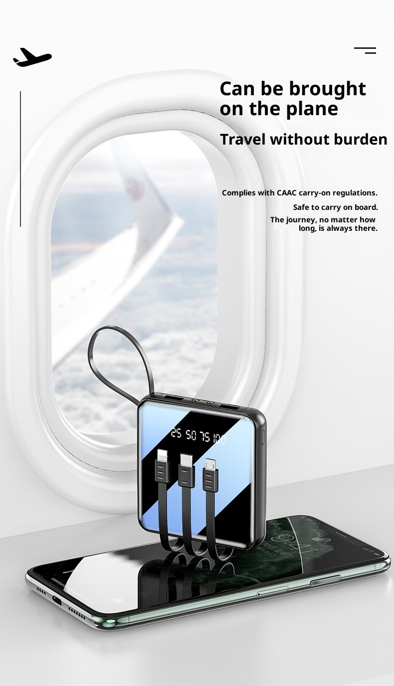 techglobe Mini Built-in Cable Bank 20000mAh Large Capacity Portable Mobile Power Supply Gift Custom Wholesale_voghion.com