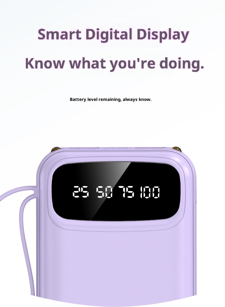 techglobe 3C Certified 20000mAh Ultra Large Capacity Bank Mini Built-in Cable Portable Mobile Power Wholesale Customization_voghion.com