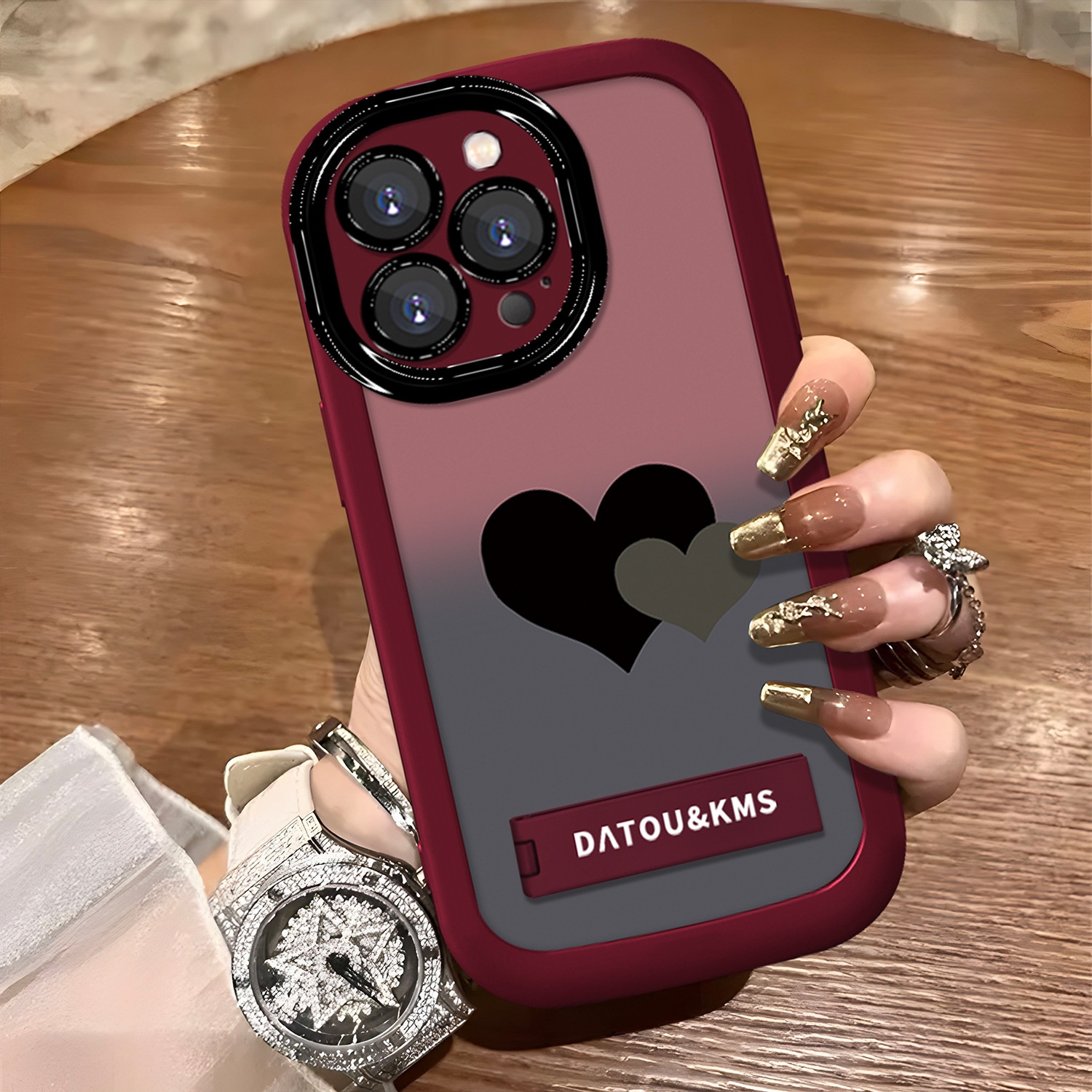Coque TechGlobe à double cœur dégradé, compatible avec iPhone 16 Pro Max, pour femmes, iPhone 15 (nouveau modèle 14/13), aspect haut de gamme_voghion.com
