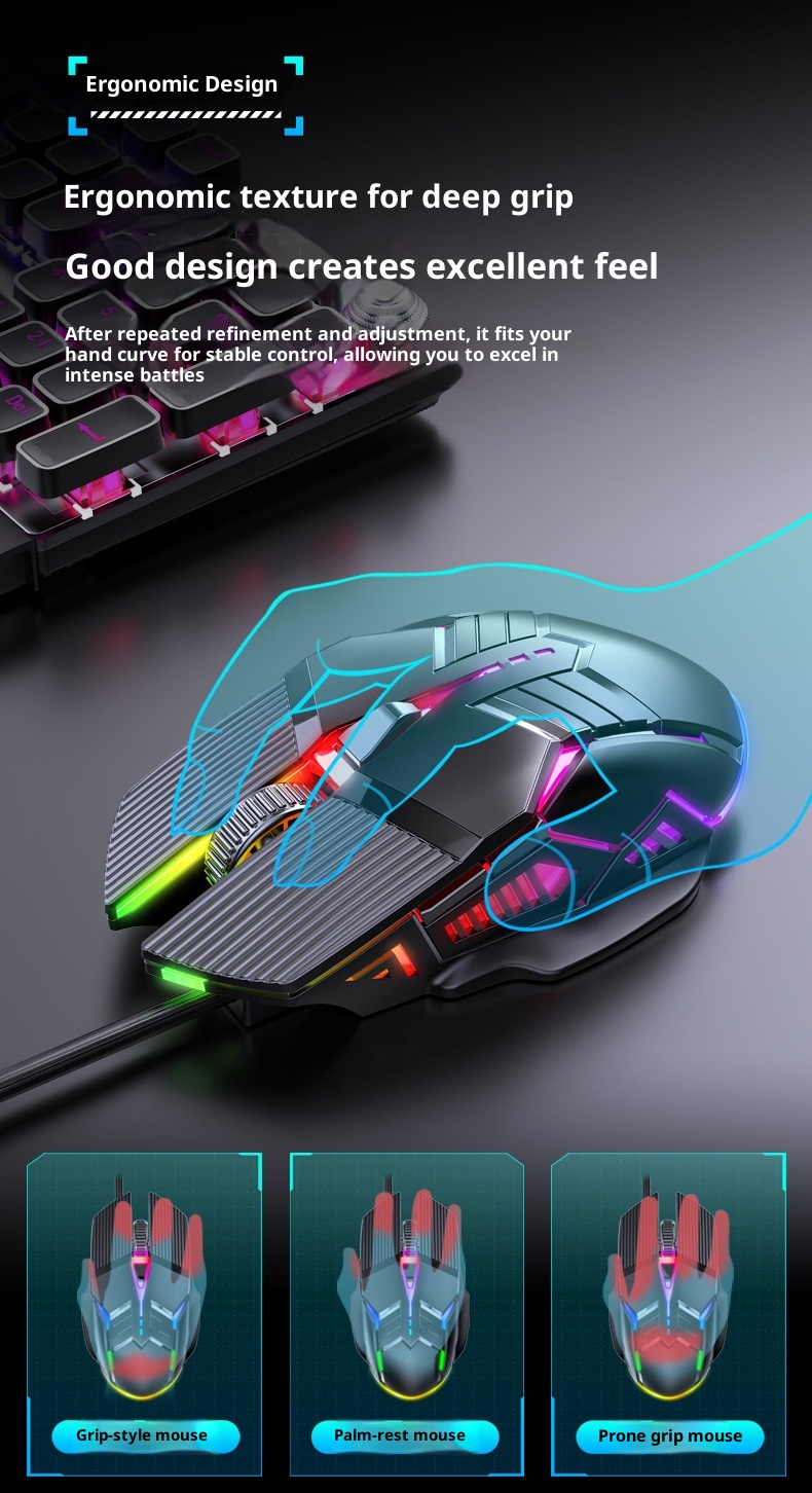 Digitex Digitex Mozuo S800 Mouse da gioco USB meccanico silenzioso cablato per e-sport_voghion.com