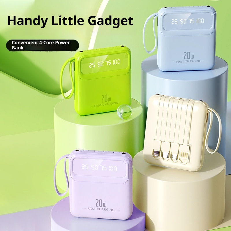 TechGlobe Gift Power Bank Wholesale Mini With Built-in 20000mAh Large Capacity Digital Display Portable Charger Data Cable_voghion.com