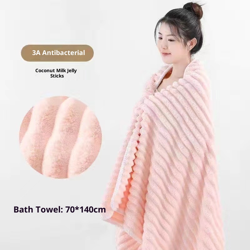 Lillian Candy Stripe Coral Fleece Face Absorbent Quick-Dry Non-Shedding High-End Bath Towel For Men And Women_voghion.com