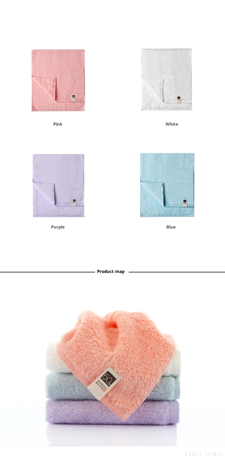 Lillian Sanli Pure 50s Long Staple Cotton Non-twisted Couple Gift Adult Face Towels_voghion.com