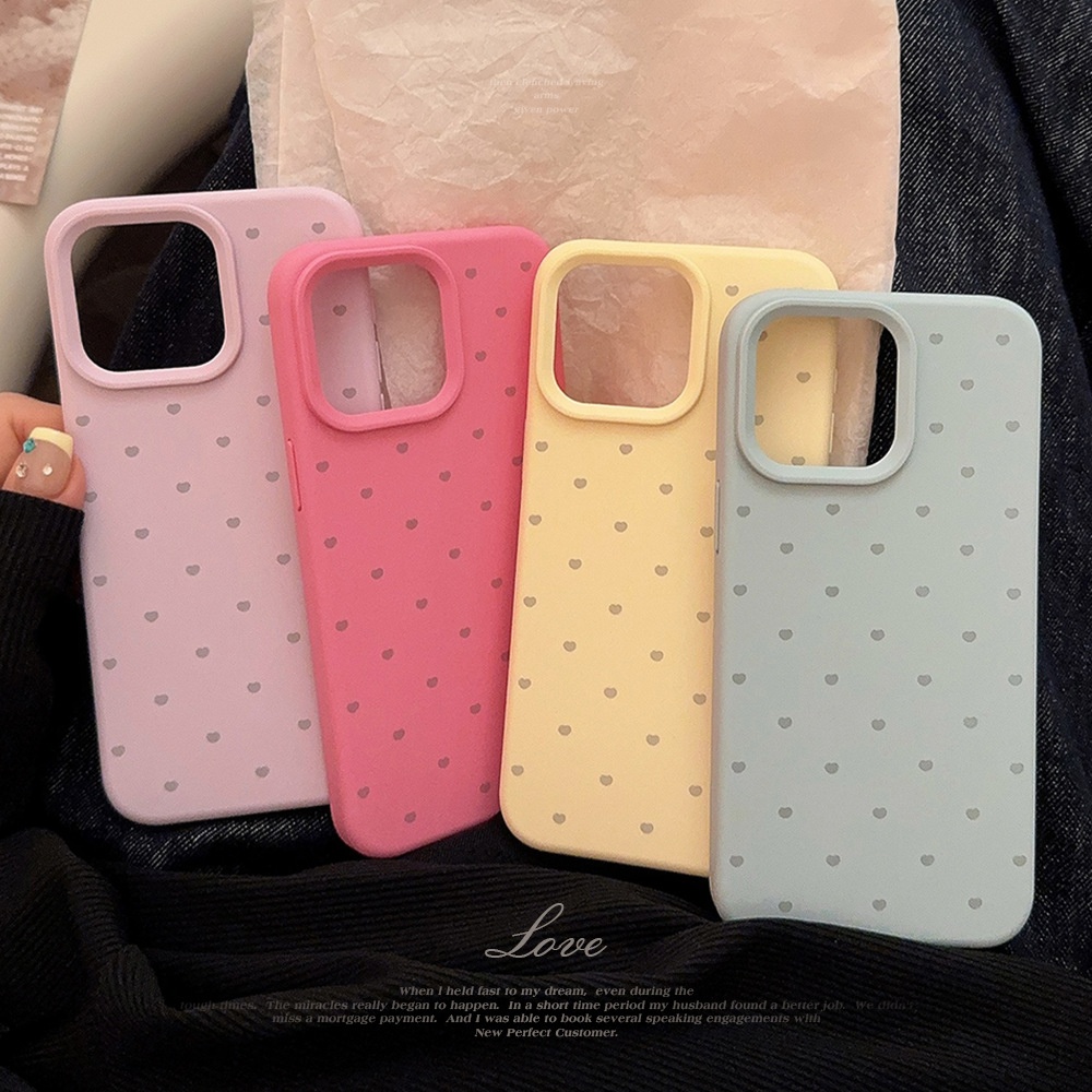 TechGlobe Soft And Adorable Heart Suitable For 17 Pro Max Korean Style Ins Wind IPhone 16 Phone Case 14 Silicone 15 Premium_voghion.com