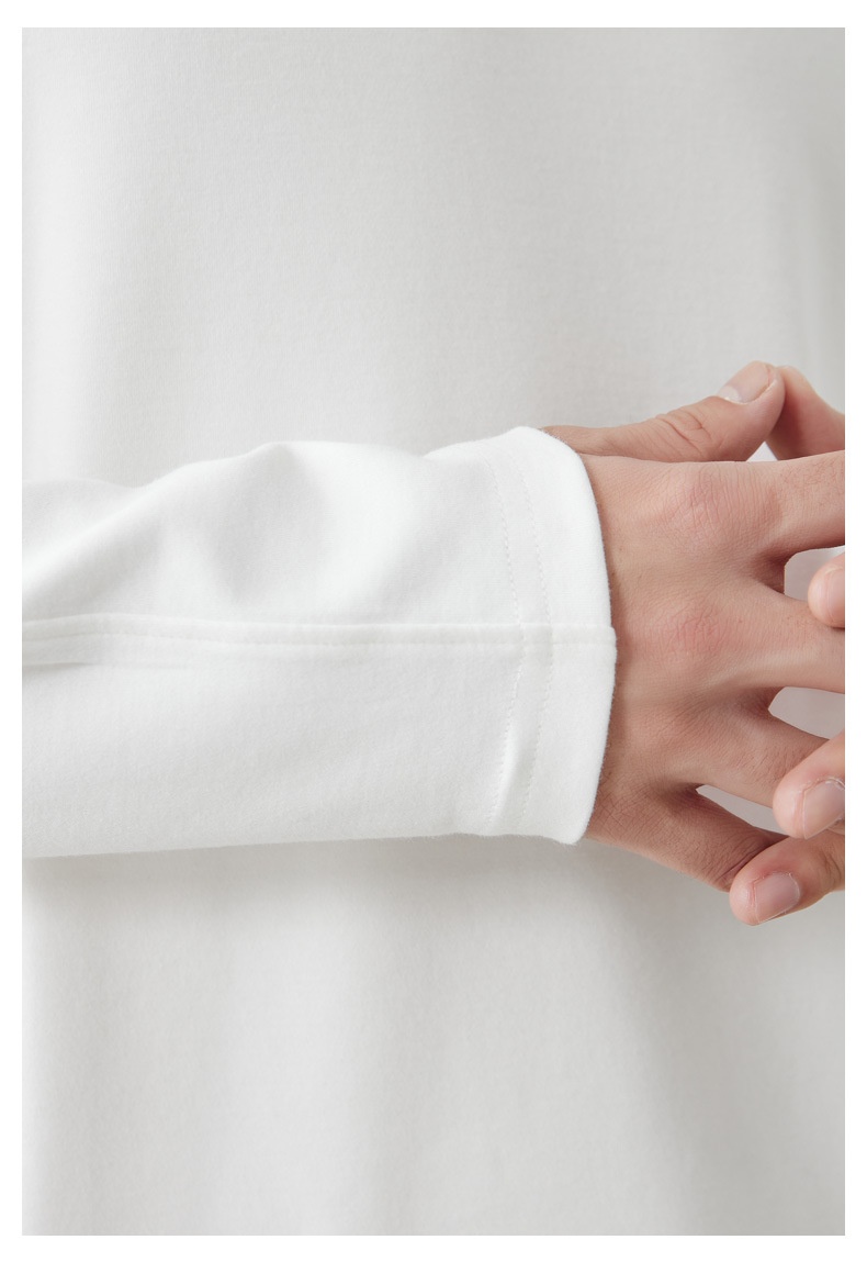 QFV507045555501<2 T-shirt a maniche lunghe da uomo in cotone peruviano pettinato 260 g, primavera estate 2025, nuova maglietta da uomo con strato interno in tinta unita_voghion.com