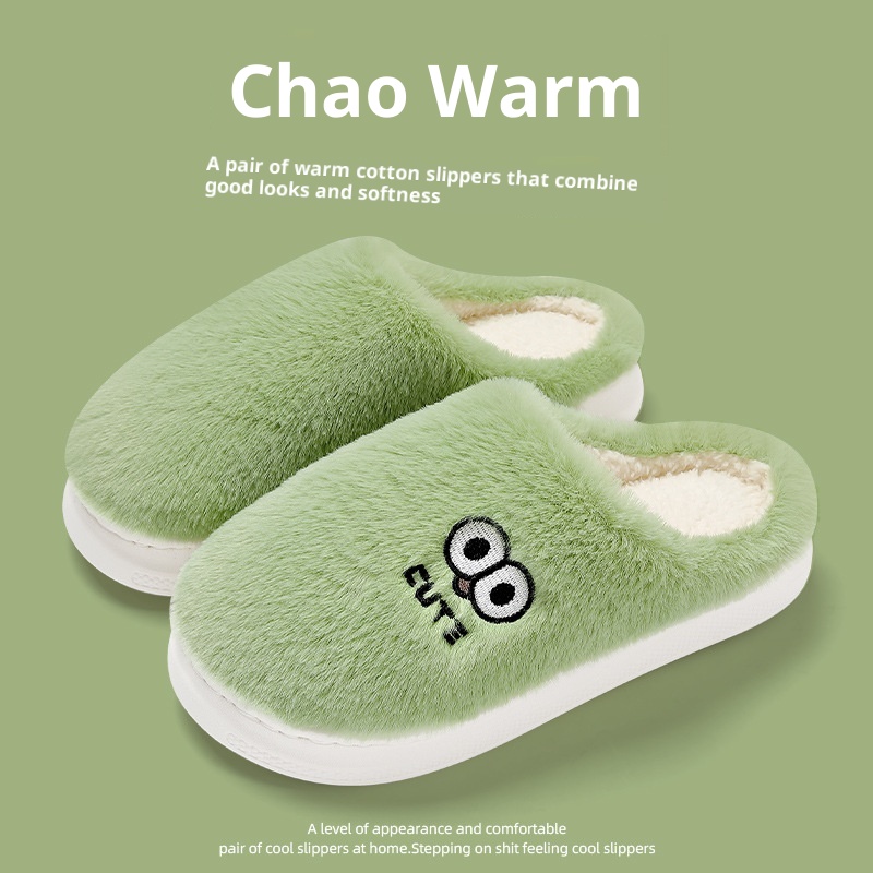Zees Dikke Zool Stap Comfort Heren Binnen Warm Antislip Cartoon Katoen Winter Thuis Harige Pantoffels Dames_voghion.com