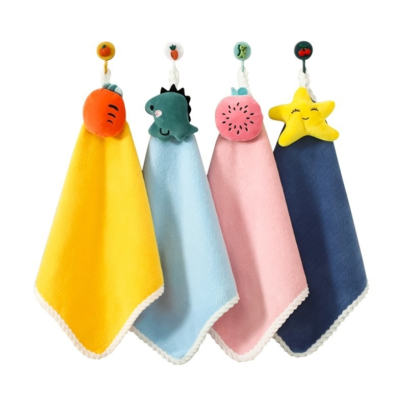 Lillian Hanging Cute Cartoon Home Bathroom Hand Small Square Towel Non-Shedding Soft And Dirty-Resistant_voghion.com