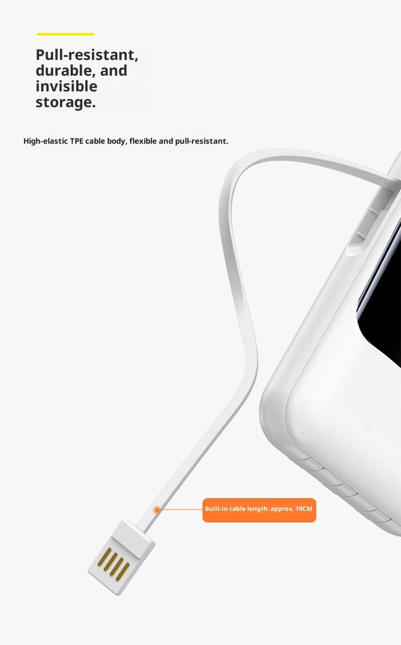 techglobe 20000mAh Gift Wholesale With Built-in Cable Digital Display Portable Large Capacity Power Bank_voghion.com