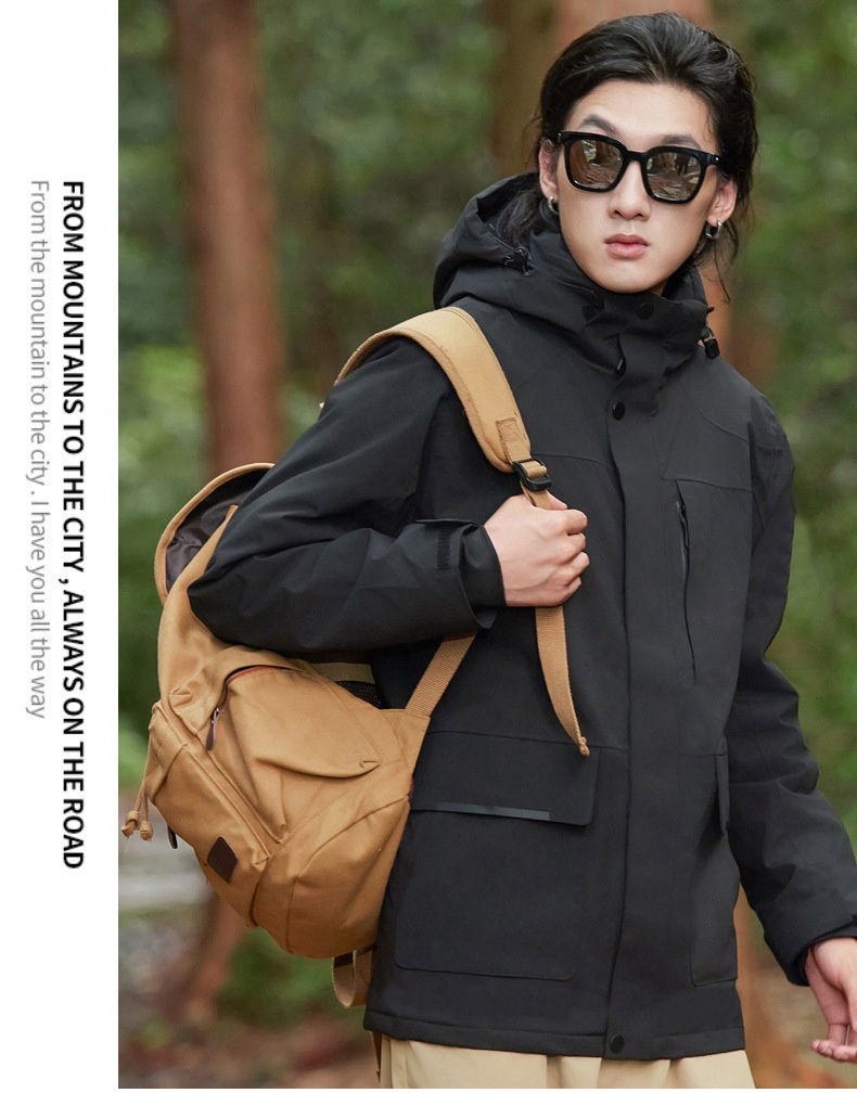 Veste ActiveGo Outdoor décontractée en duvet rembourré, coupe-vent et imperméable pour couple, unisexe, idéale pour les voyages et la randonnée._voghion.com