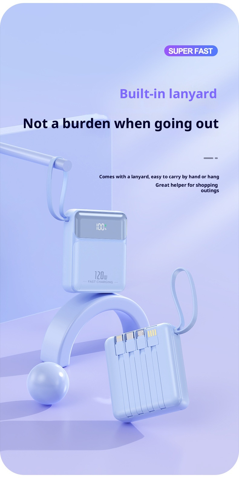 techglobe 3C-zertifizierte Mini-Powerbank mit ultraschnellem Ladekabel und großer Kapazität – kundenspezifische mobile Stromversorgung im Großhandel_voghion.com