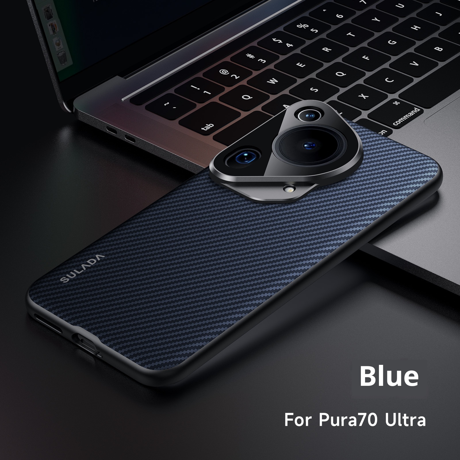 Capa para celular TechGlobe P70 com estampa de fibra de carbono Kevlar, modelo Gentleman, compatível com Huawei Pura70 e P70ultra._voghion.com