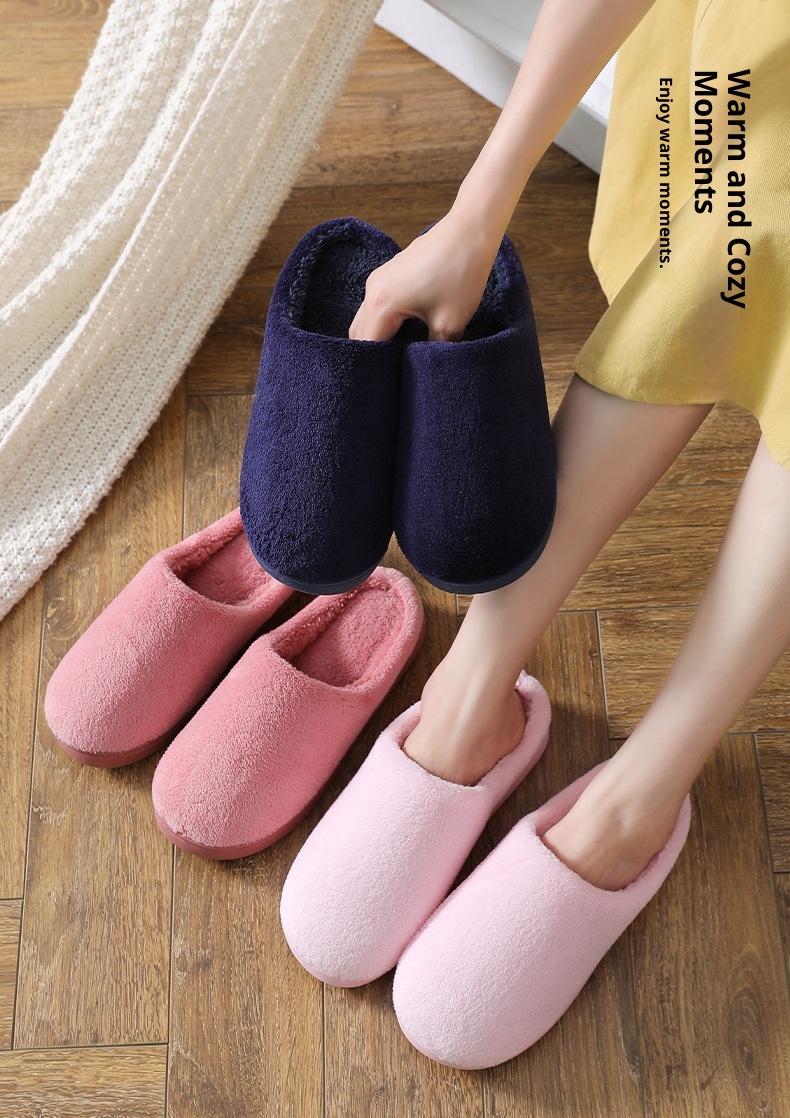 Zees Autumn Winter Women's Cotton Couple Cartoon Home Thick Sole Korean Style Warm Maternity Shoes Non-Slip Men's Wool_voghion.com