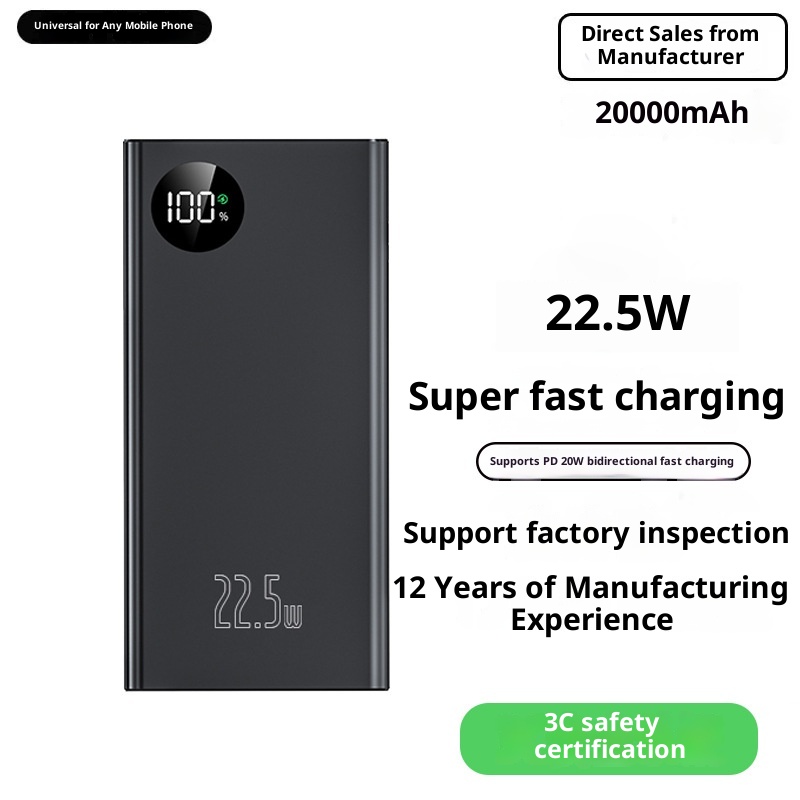 TechGlobe Cross-border 3C Certified Super Fast Charging Large Capacity 20000mAh Bank Manufacturer Wholesale Mobile Power_voghion.com