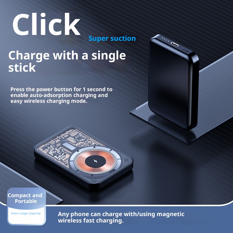 TechGlobe Grenzüberschreitende magnetische kabellose ultradünne Bank mit bidirektionaler Schnellladefunktion und 10000mAh tragbarer mobiler Stromversorgung_voghion.com