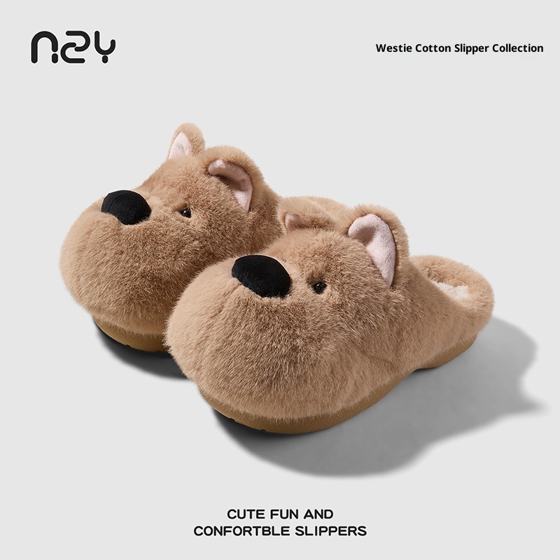 Zees Qidan Shoes Factory Cartoon Cotton For Women Winter Cute Puppy Home Indoor Plush Warm Non-Slip Furry Slippers_voghion.com