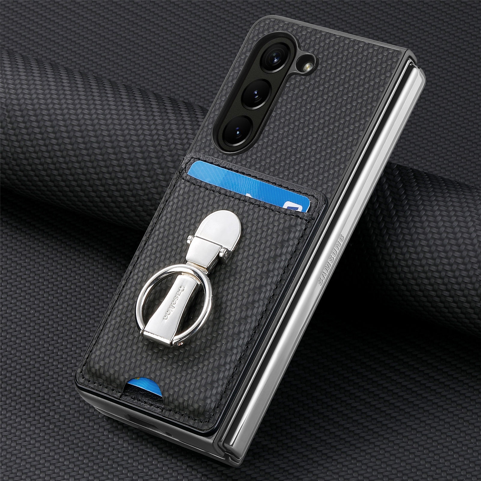 TechGlobe Compatible With Japan And Korea Sam Samsung ZFold7 Multifunctional Ring Stand Card Holder Phone Case 360°Rotating_voghion.com