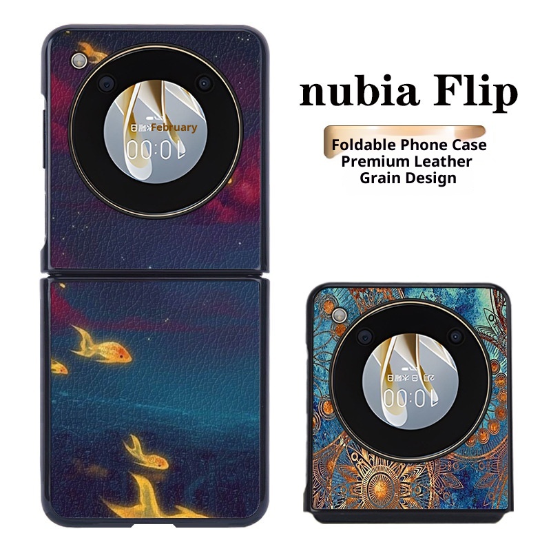 TechGlobe Schutzhülle für Nubia Flip2, stoßfest, mit Lederstruktur und Zahnradmuster_voghion.com