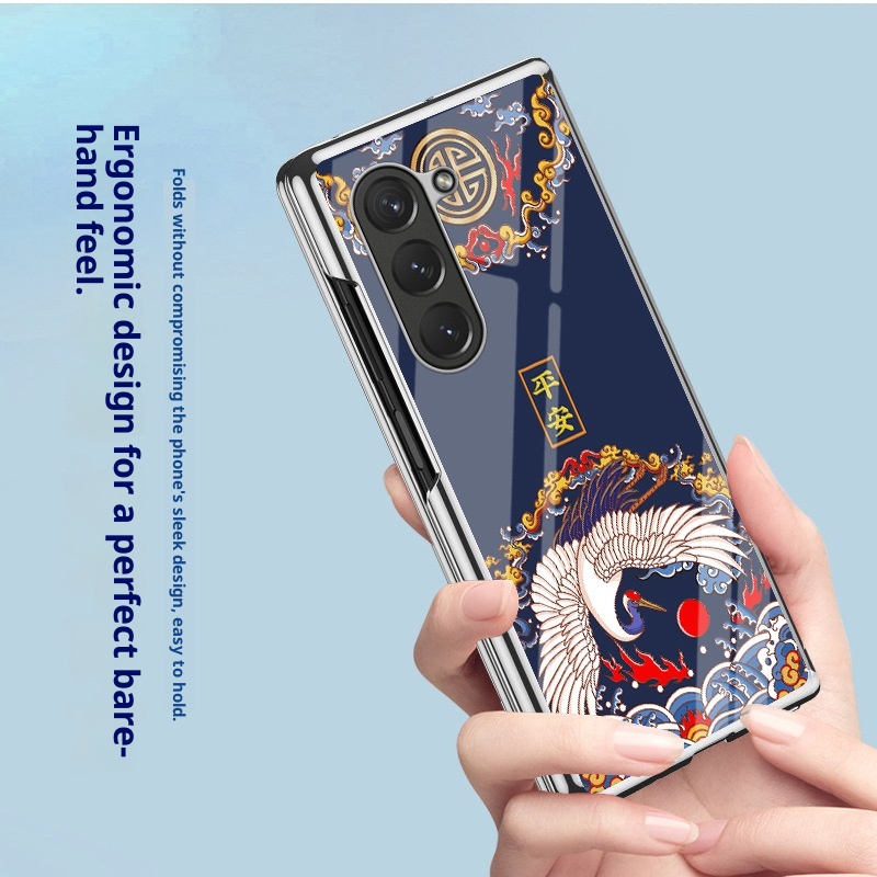 TechGlobe Suitable For Samsung Z 6 Phone W24 Electroplated Glass Protective Cover Fold 3/4 Hard Case Creative National Trend_voghion.com