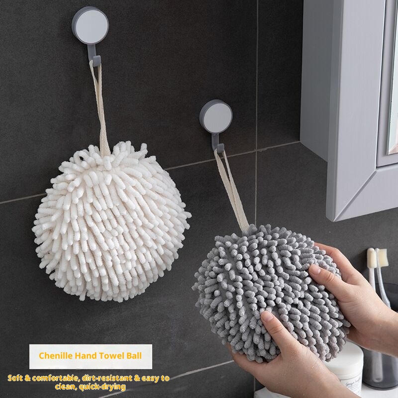 Lillian Chenille Hanging Quick-Dry Hand Ball Kitchen Thickened Absorbent Cute Japanese Style Towel Bathroom Cloth_voghion.com