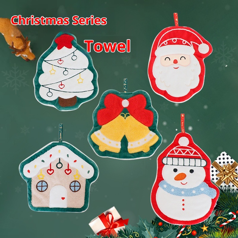 Lillian Cross-Border Coral Fleece Hanging Cartoon Hand Small Towel Kitchen Cloth Children's Christmas Gift_voghion.com