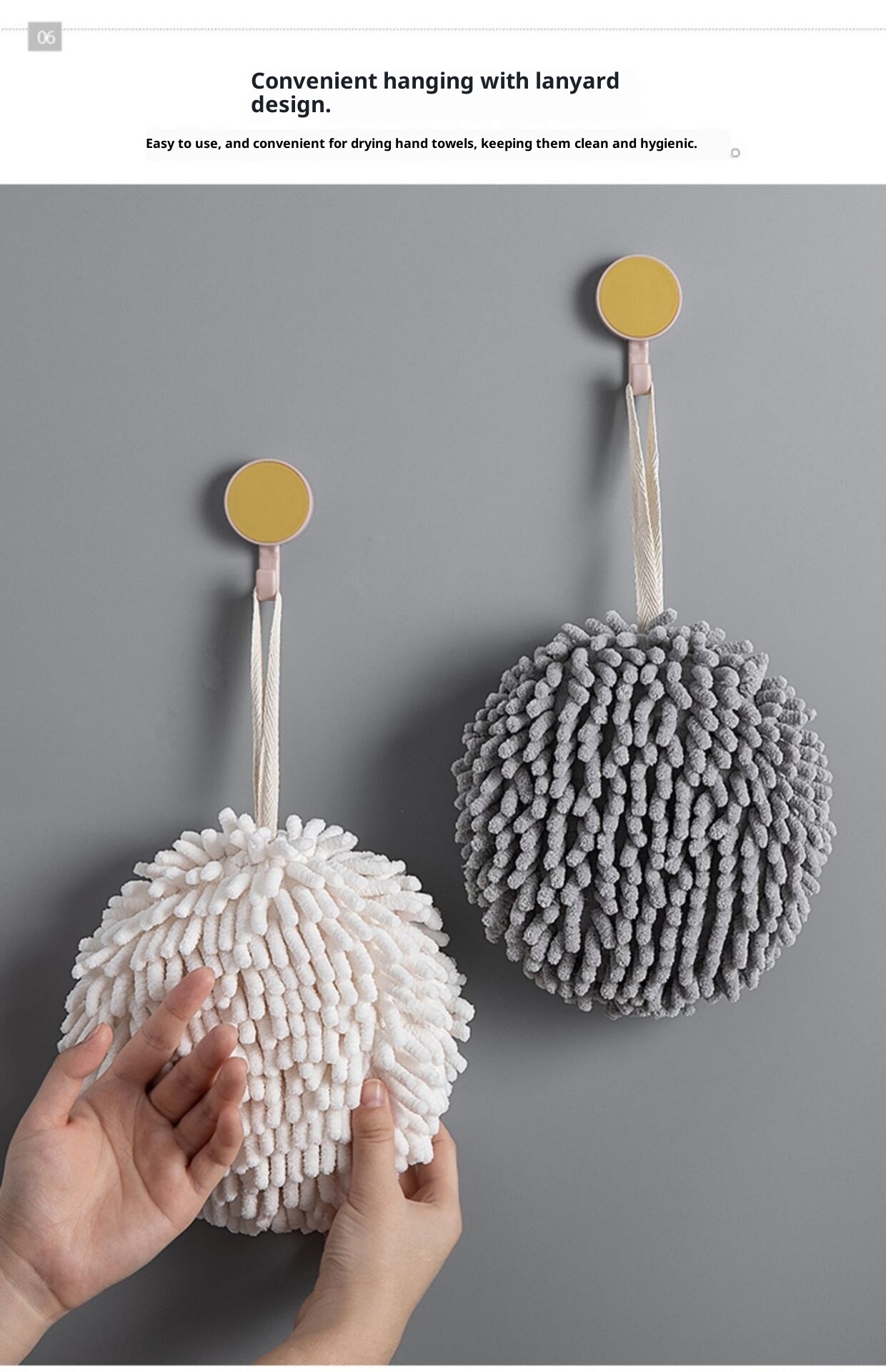 Lillian Chenille Hanging Quick-Dry Hand Ball Kitchen Thickened Absorbent Cute Japanese Style Towel Bathroom Cloth_voghion.com