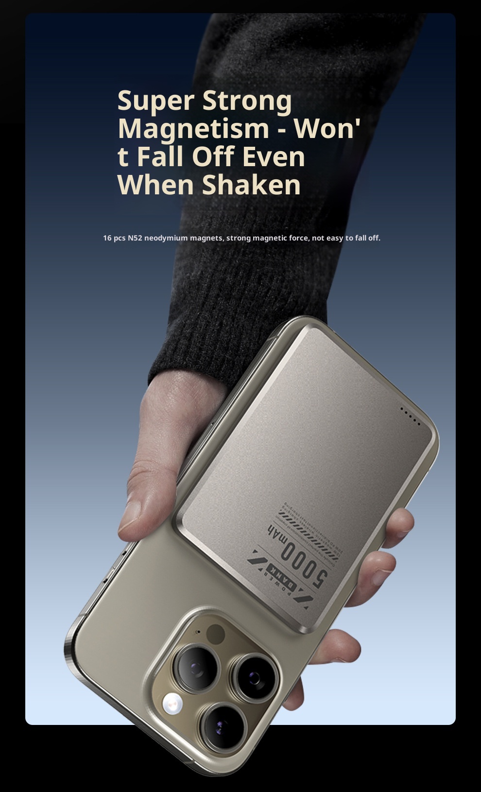 techglobe Metal Ultra-Thin Magnetic Power Bank 5000mAh PD20W Wireless Fast Charging Compact Portable Charger_voghion.com